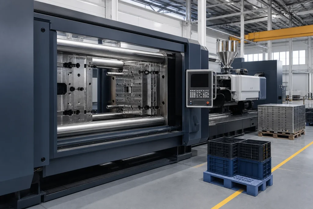 Clean plastic moulding machinery after dry ice cleaning